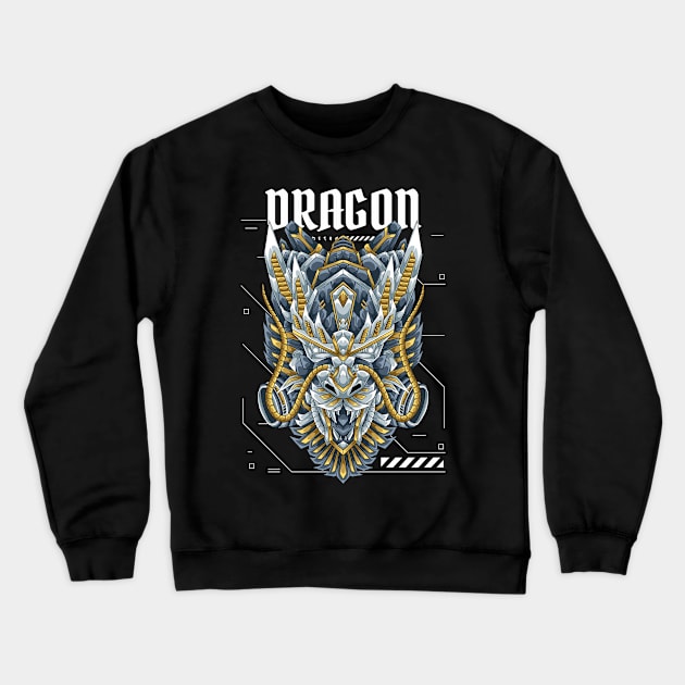 Dragon Mecha Silver Crewneck Sweatshirt by Febru Danar Surya